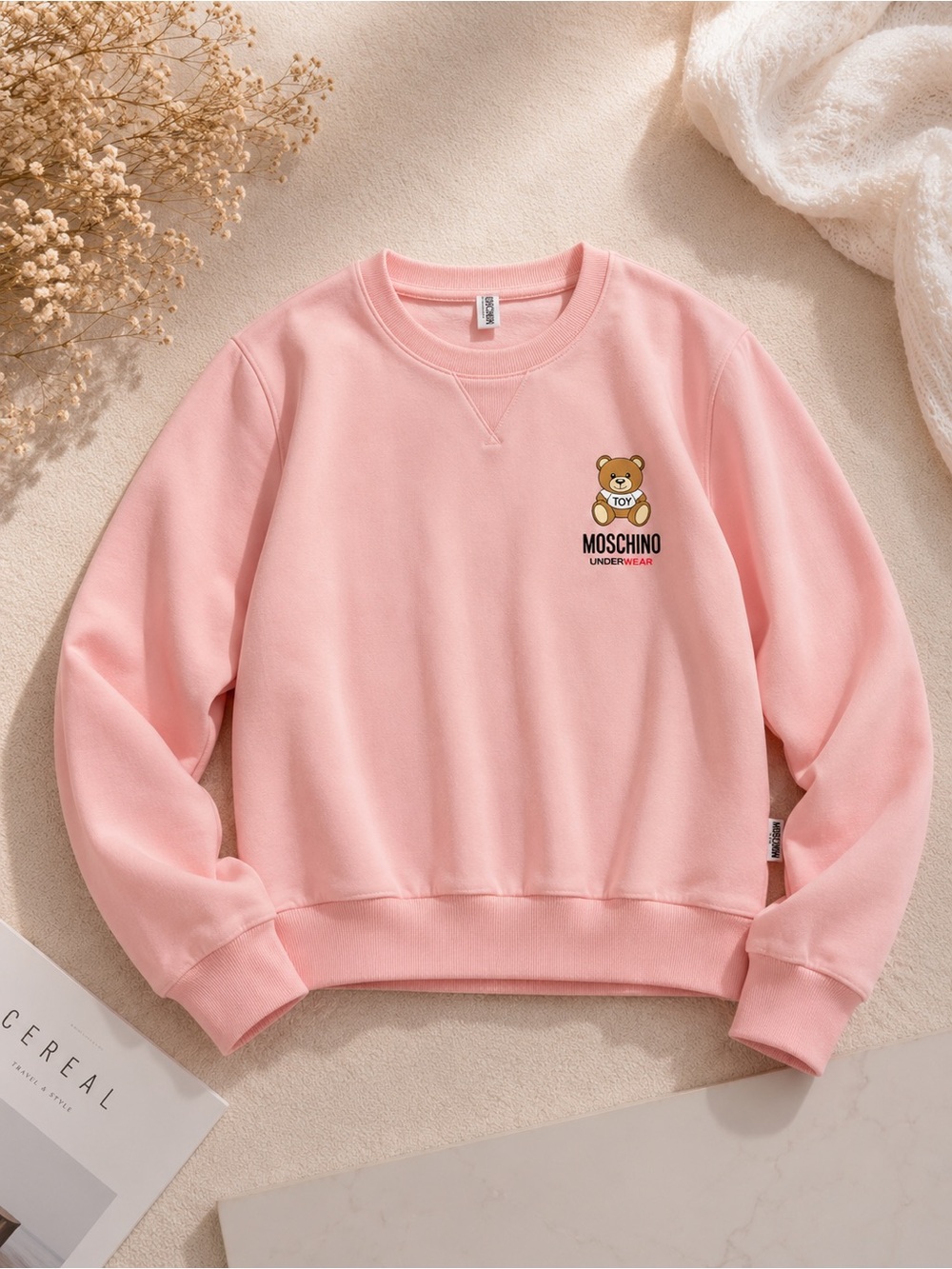 Moschino Pink Teddy Logo Sweatshirt